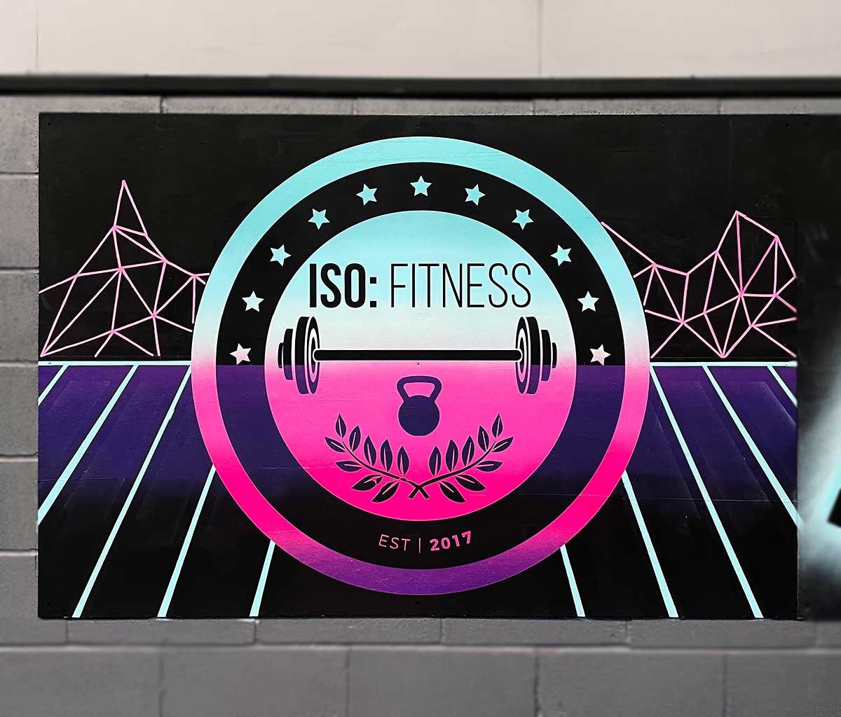 ISO: Fitness. Retro Gym Mural - Fresh Creative Co